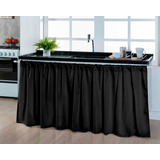 Cortina Pia Cozinha Balcão 80cm De Altura Tecido Liso Cor Preto