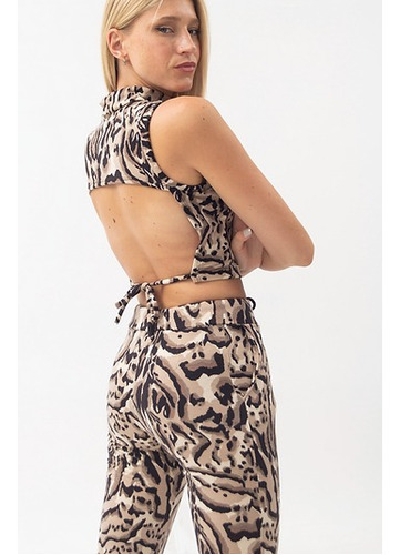 Top Corto Animal Print De Mujer