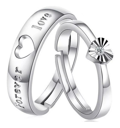 Anillos Pareja Novios Corazon Forever Love X2 Regulables