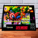 Quadro Decorativo A4 33x25 Marvel Superheroes Super Nintendo