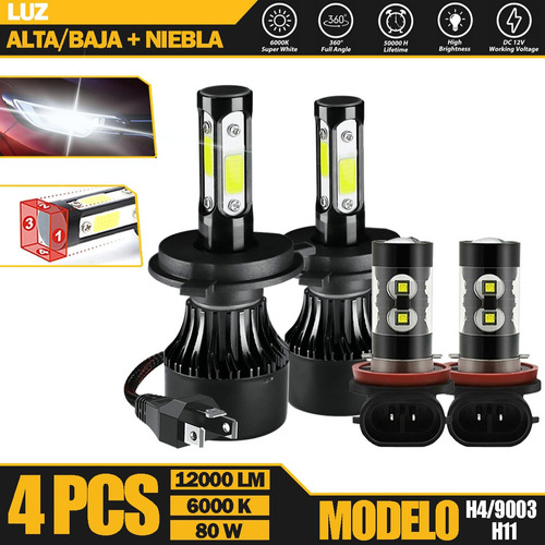 Kit Luces Led H4 H11 Luz Alta/baja/niebla Renault