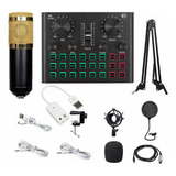 Set Tarjeta De Sonido Y Micrófono V8 Plus Soundcard Bm800 Pa