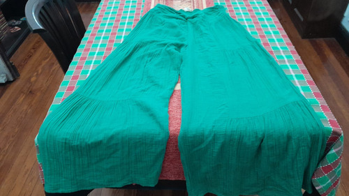 Pantalón Palazzo Indiastyle Algodón 100% Talle 42 Verde