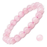 Pulsera Elástica De Cuarzo Rosa Piedra Natural De 8mm