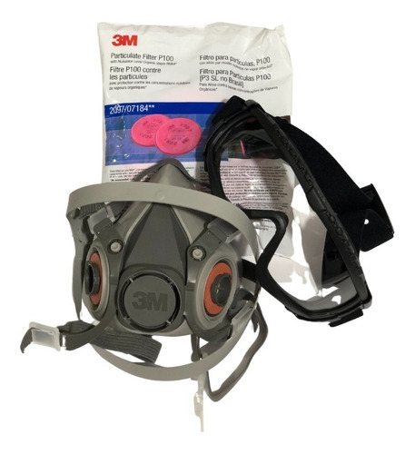 Respirador Kit Cov 3m 6200 + 2 Filtro 2097 + Googles Maxpro