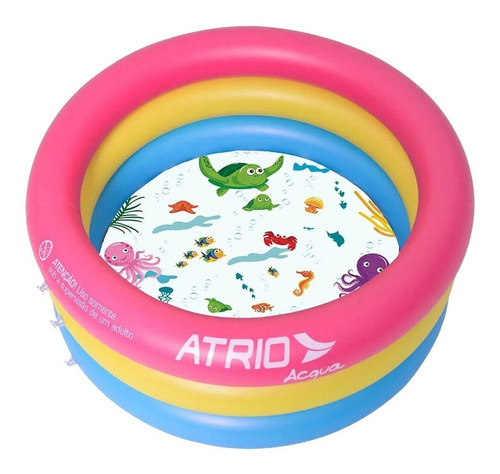 Piscina Inflável Redondo Atrio Infantil Es302 88l Rosa E Amarela E Azul Sacola