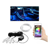Kit Tira Led Rgb Fibra Optica Interior De Auto Bluetooth 6m