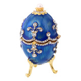 Esmalte Azul Faberge Huevo De Pascua Joyero Anillo De Boda S