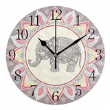 Flores Elefante Reloj Colorido Estilo Indio Baño Reloj...