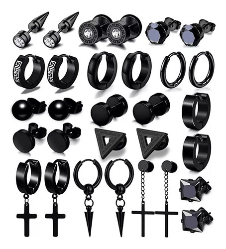 15pzs Aretes Hombre Con Piercing Pendientes Acero Inoxidable