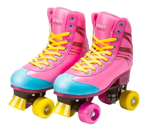 Patins 4 Rodas Clássico Rosa Menina Roller Skate Quad