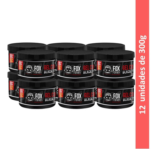 Gel Cola Preto Fox For Men Preto Pigmentação 300g 12 Unid