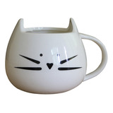 Taza De Cerámica Con Cara De Gato Blanca Negra