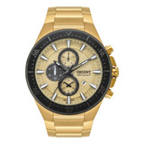 Relógio Orient Masculino Cronógrafo Mgssc049 Dourado Luxo Cor Do Bisel Preto