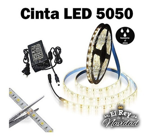 Kit Completo Cinta Led Calida Exterior 5mts 5050 Con Fuente