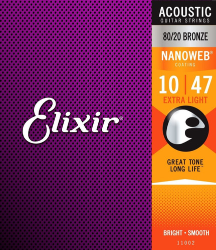 Cuerdas Elixir 11002 Nanoweb Guitarra Acustica 10-47  Msi 