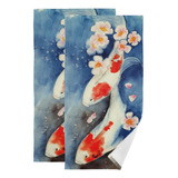 Lhammer Spring Koi Fish Baño Toallas De Mano Japonesas Acuar