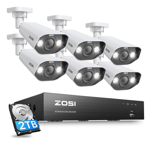 Zosi Sistema De Camara De Seguridad Poe 4k 8ch, 6 Camaras Ip