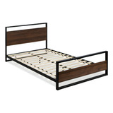 Base De Cama Queen Con Plataforma De Madera Y Metal