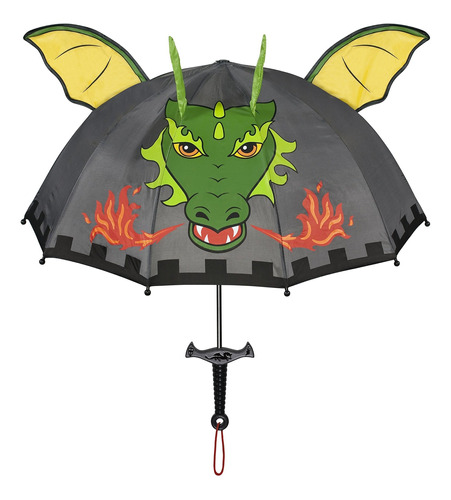 Paraguas Dragon Knight Gris Para Niños Con Mango De Es...