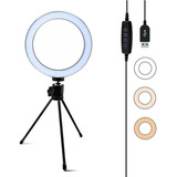 Ring Light Led Mesa Iluminador Estúdio Tripé 6 Polegada 16cm Cor Da Estrutura Preto Cor Da Luz Aro 10 W