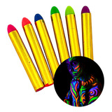 6 Crayones Luminosos Fluorescentes Maquillaje Pintura Neon R