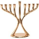 Contemporary Hanukkah Menorah, Polished, Copper Color