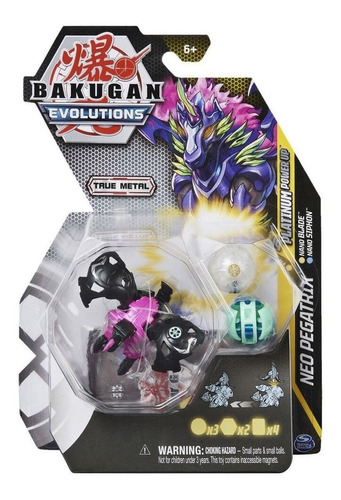 Bakugan Platinum S4 Power Up True Metal Figura Neo Pegatrix