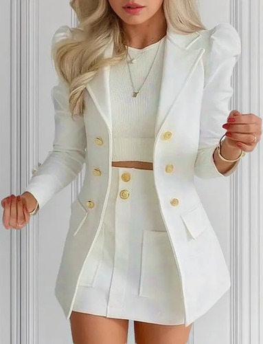 Conjunto De 2 Piezas Blazer Y Falda Pantalón Para Mujer Nuev