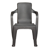 Silla Sillon Reforzado Apilable Jardin Simil Rattan / 2 Un