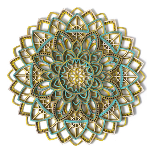 Mandala Vintage 3d En Madera 60 Cm X 60 Cm