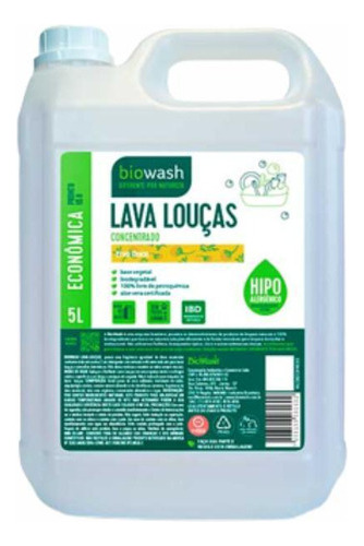 Kit 2 Detergente Lava Louças Erva Doce Biowash 5l