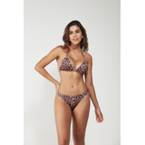 Biquini Levo Animal Print, Top Cortina Tanga Lateral Média