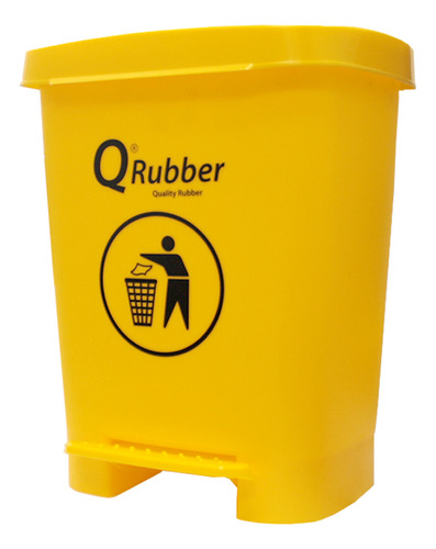 Basurero Qrubber 30lts. Amarillo Con Pedal