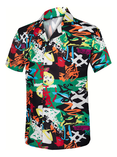 Camisa Manga Corta De Playa Casual Con Botones