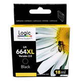 Cartucho De Tinta Logic 664bxl Color Negro De 18 Ml