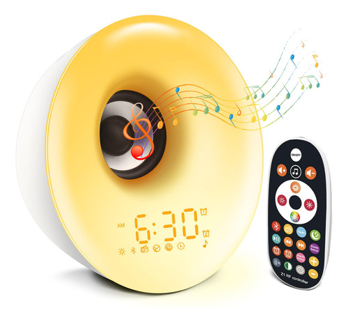 Jinhody Reloj Despertador Con Luz, Altavoz Bluetooth, Sonido
