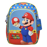 Mochila Escolar Chenson Mario Bros Mb66259-9 Azul