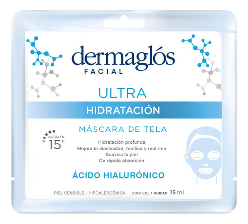 Dermaglós Máscara De Tela Ultra Hidratación 15ml. 1 Unidad.