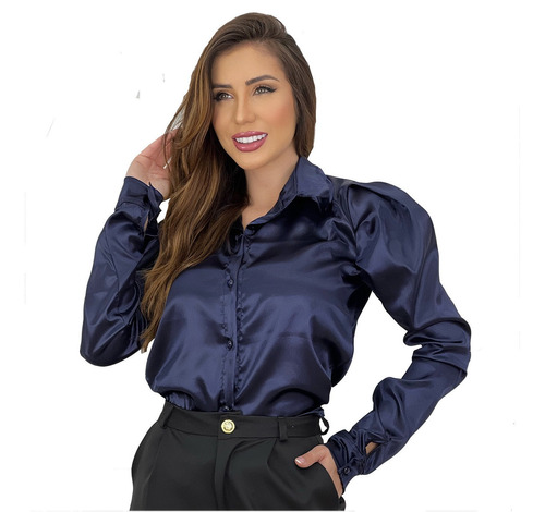 Camisa Manga Longa Feminina Estampada Camisa Social Elegante