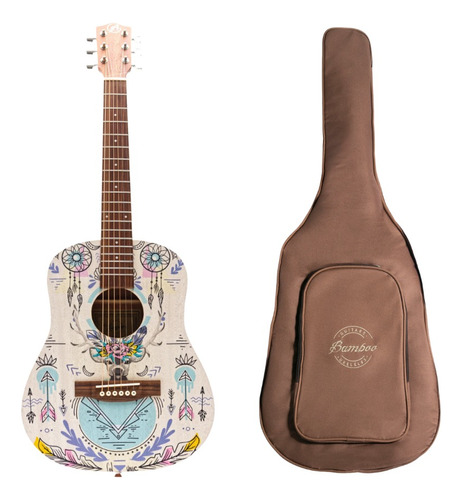 Guitarra Acústica Travel 1/2 Y Funda Ga-34 Indie Bamboo