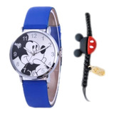 Reloj De Cuarzo Mickey Mouse + Pulsera Trenzada