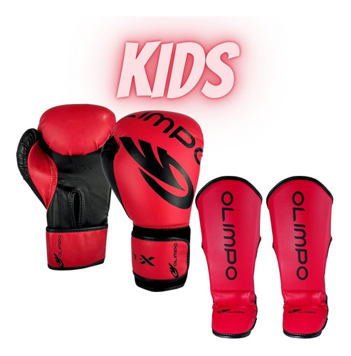 Kit Muay Thai Infantil Luva + Caneleira Olimpo Power-x