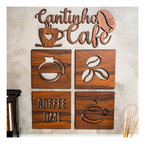 Kit Cantinho Do Café + Quadros Decorativos Cozinha 5pçs