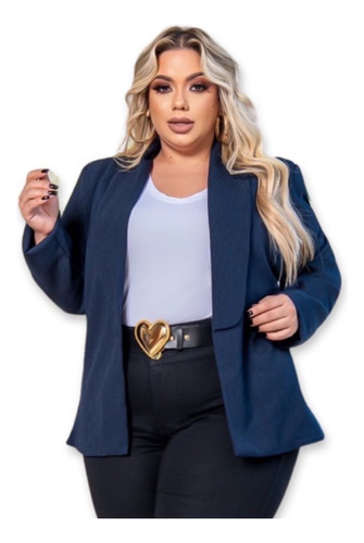 Blazer Feminino Casaco Colete Plussize Manga Longa Sem Forro