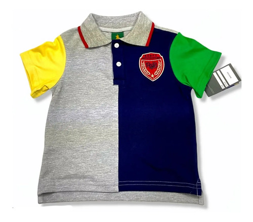 Playera Original Polo Club Bicolor Escudo Al Hombro Niño