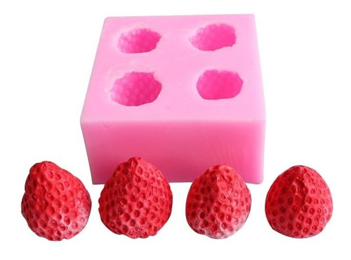 Molde De Silicón Fresas 3d Para Fondant Pasta Jabón 