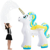 2 Inflables Aspersor Unicornio Arcoiris Piscina Sloosh 