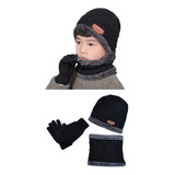 3en1 Gorro Bufanda Guantes Cuello Unisex Invierno Frío Niños