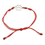 Pulsera Patita De Perro Gato Hilo Rojo Plata 950 Regulable